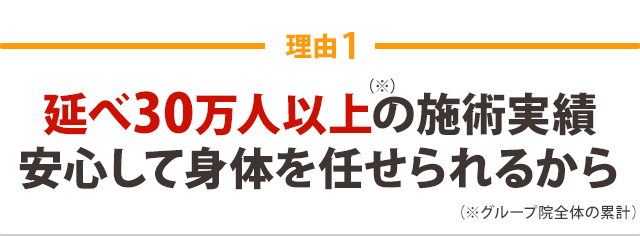 延べ30万人以上の施術実績(※グループ院全体の累計) 安心して身体を任せられるから